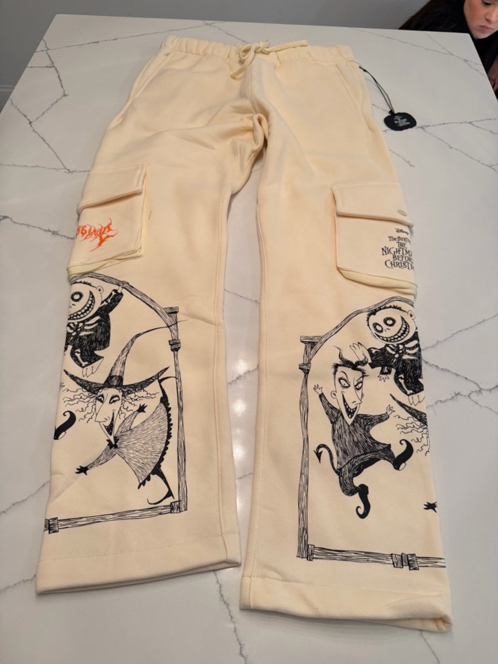Civil Regime Nightmare Before Christmas Cream Graphic Cargo Sweatpants (Sold)
